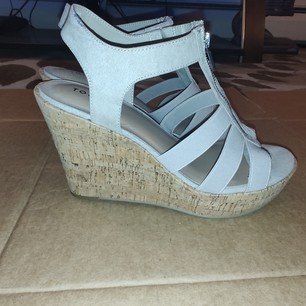 Torrid Tan Wedge Sandals with Strappy Design And Zipper Closure